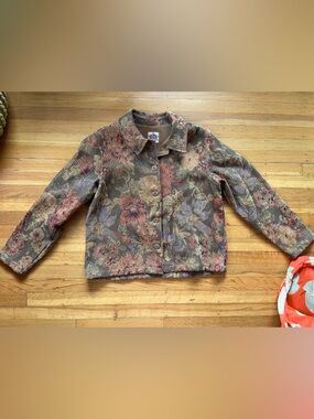 Barnfly floral boxy jacket L brocade upholstery eclectic grandma coastal cowgirl